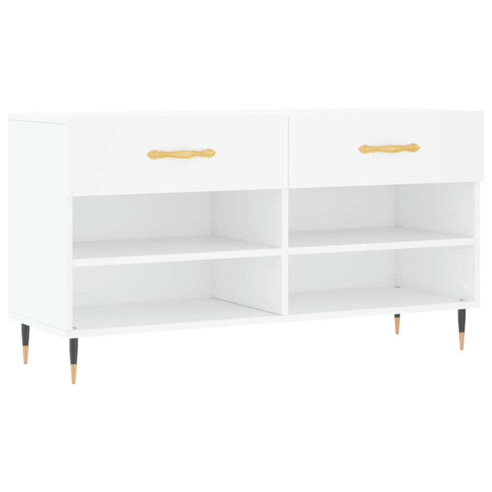 Produktbild för Skobänk vit 102x35x55 cm konstruerat trä