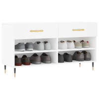 Produktbild för Skobänk vit 102x35x55 cm konstruerat trä