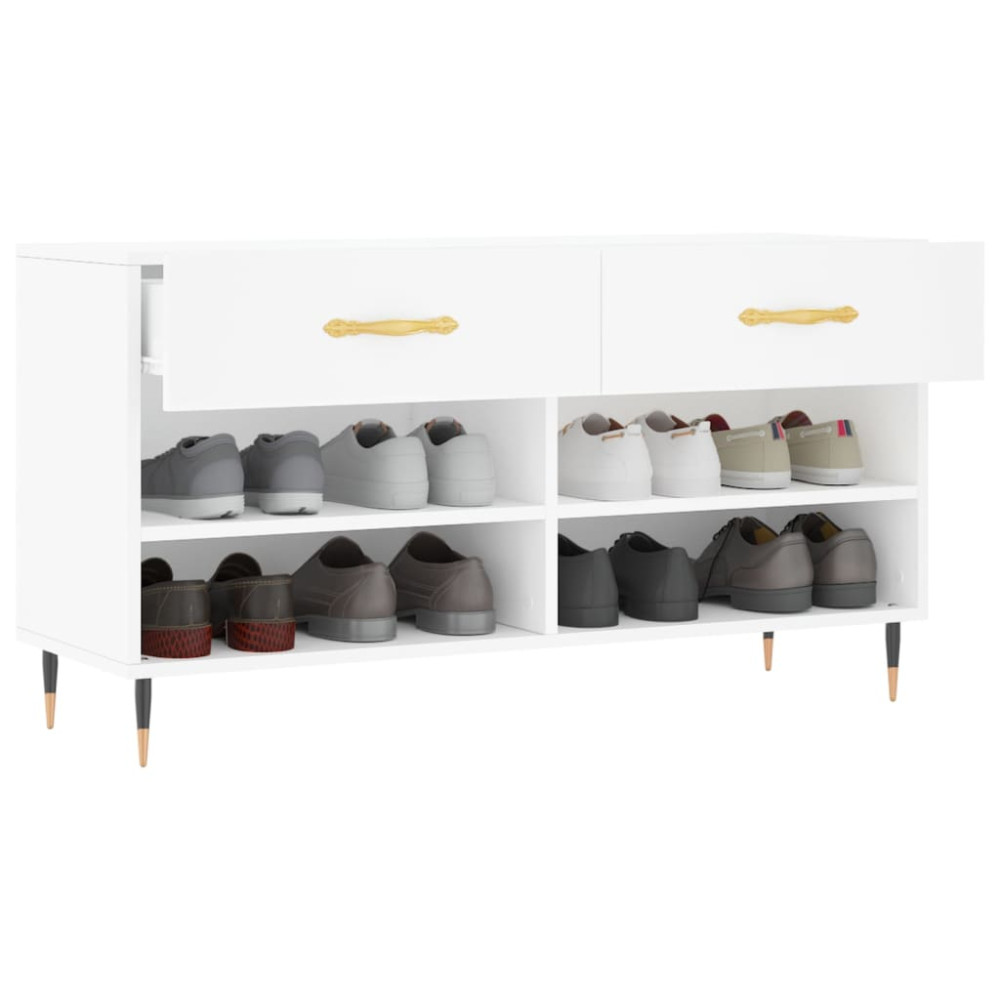 Produktbild för Skobänk vit 102x35x55 cm konstruerat trä