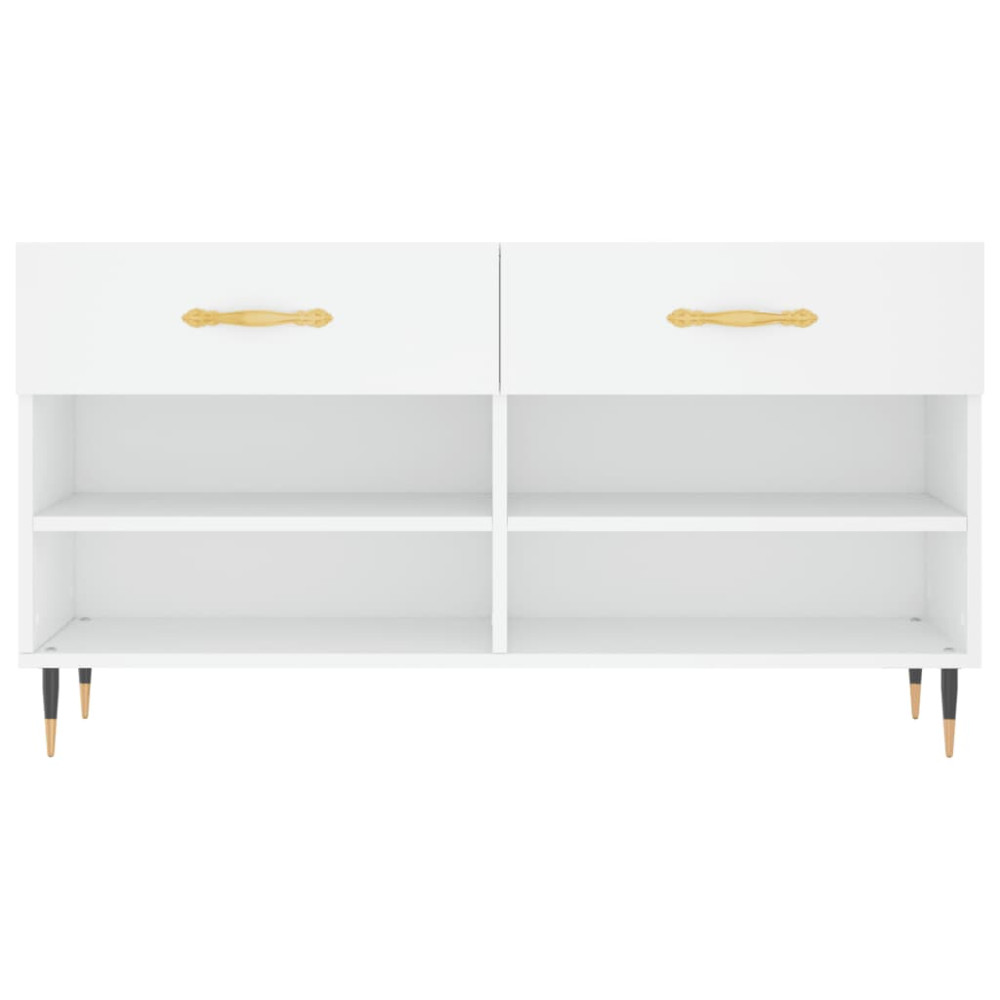 Produktbild för Skobänk vit 102x35x55 cm konstruerat trä