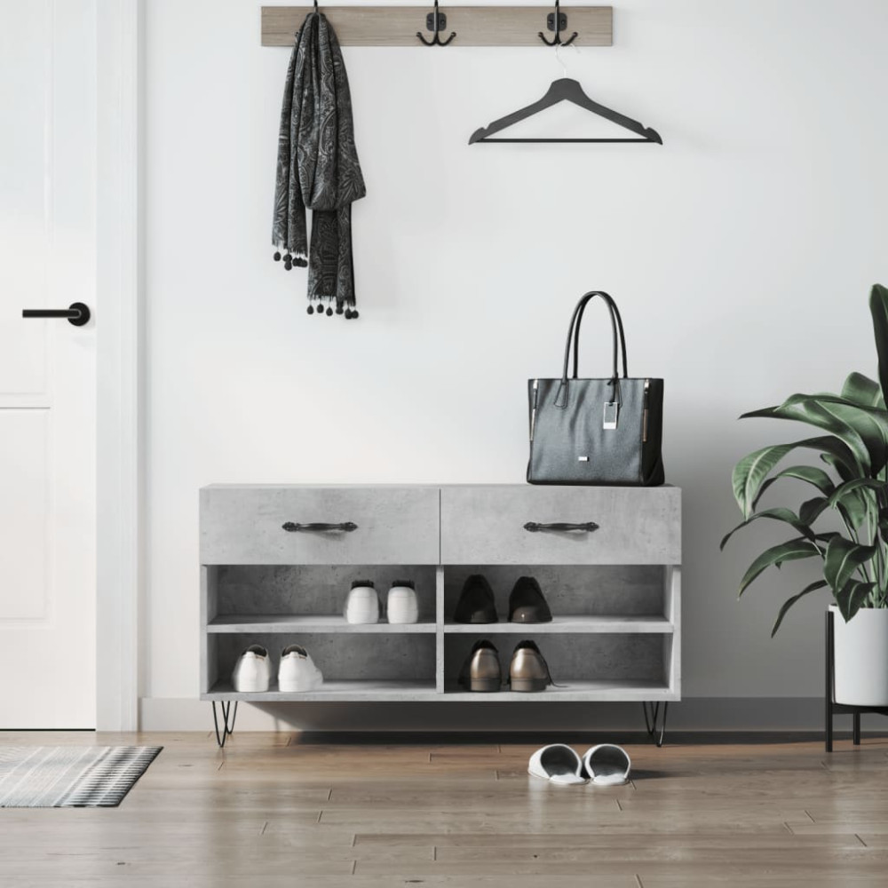 Produktbild för Skobänk betonggrå 102x35x55 cm konstruerat trä