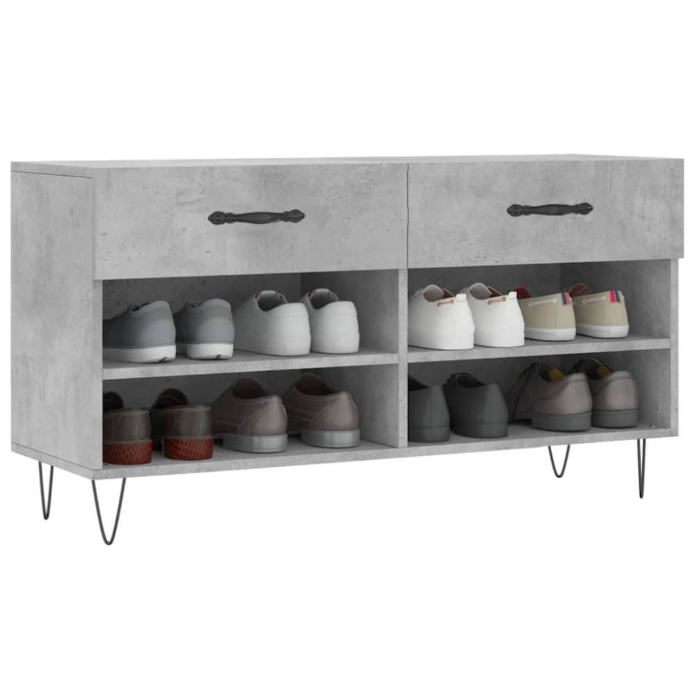 Produktbild för Skobänk betonggrå 102x35x55 cm konstruerat trä
