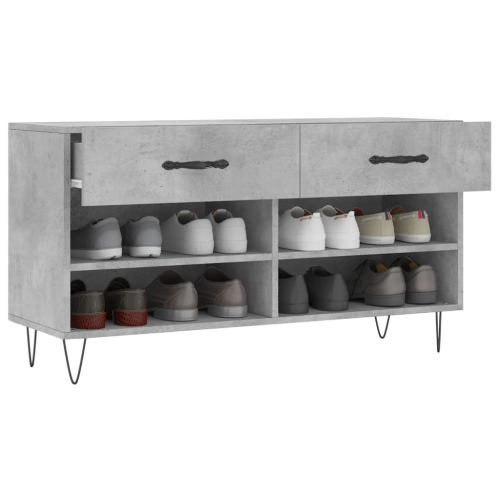 Produktbild för Skobänk betonggrå 102x35x55 cm konstruerat trä