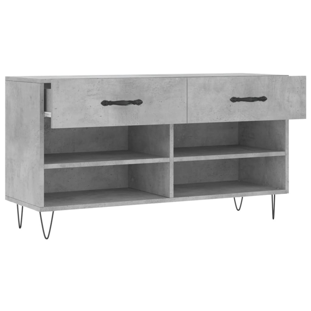 Produktbild för Skobänk betonggrå 102x35x55 cm konstruerat trä