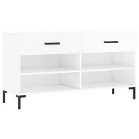 Produktbild för Skobänk vit högglans 102x35x55 cm konstruerat trä