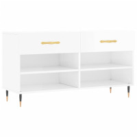 Produktbild för Skobänk vit högglans 102x35x55 cm konstruerat trä