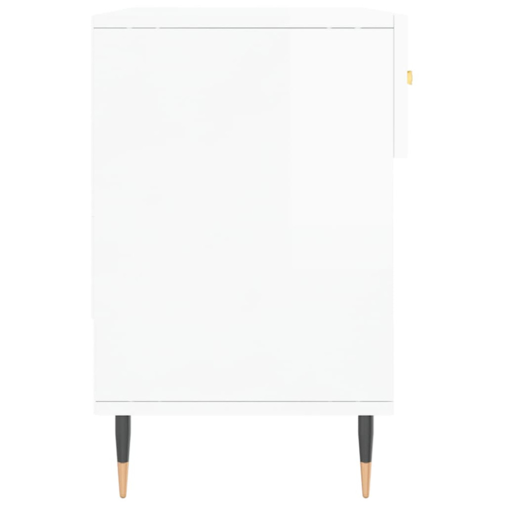 Produktbild för Skobänk vit högglans 102x35x55 cm konstruerat trä