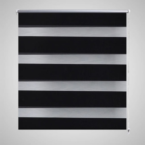vidaXL Rullgardin randig svart 140 x 175 cm transparent