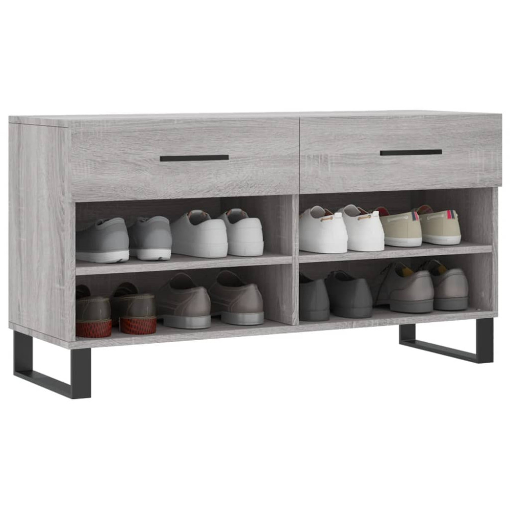 Produktbild för Skobänk grå sonoma 102x35x55 cm konstruerat trä
