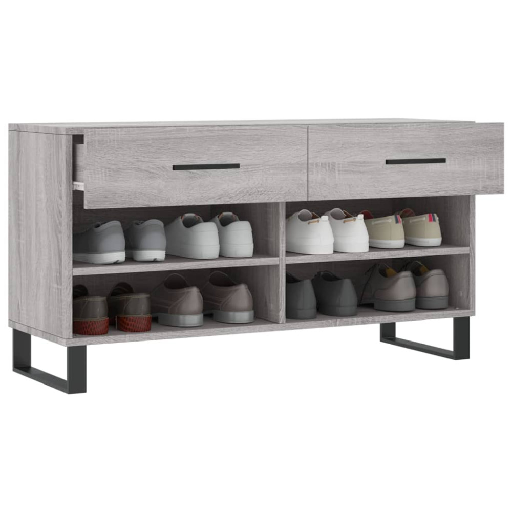 Produktbild för Skobänk grå sonoma 102x35x55 cm konstruerat trä