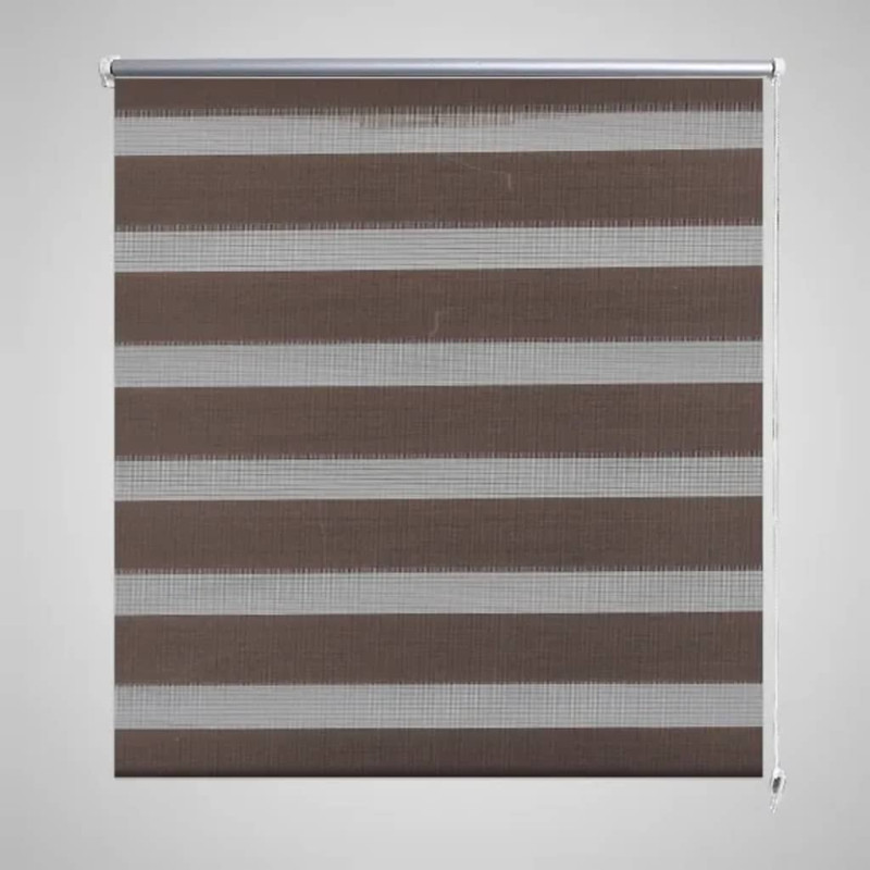Produktbild för Rullgardin randig brun 140 x 175 cm transparent