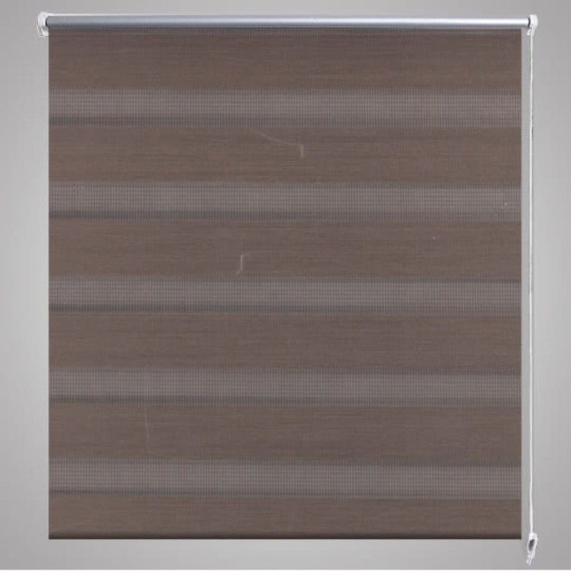 Produktbild för Rullgardin randig brun 140 x 175 cm transparent