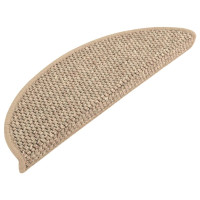 Produktbild för Trappstegsmattor självhäftande sisal 15 st 56x17x3 cm mörkbeige