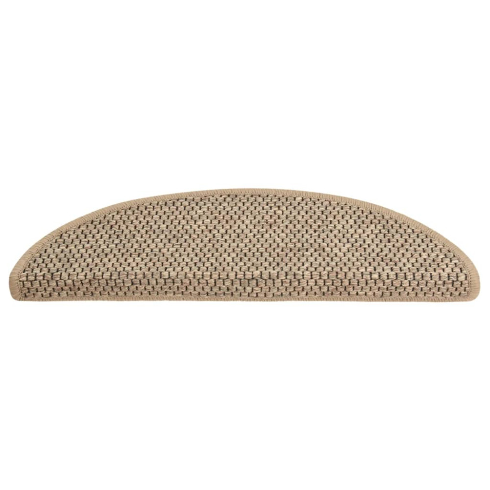 Produktbild för Trappstegsmattor självhäftande sisal 15 st 56x17x3 cm mörkbeige