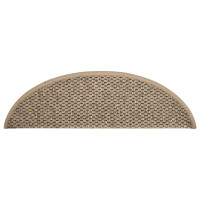 Produktbild för Trappstegsmattor självhäftande sisal 15 st 56x17x3 cm mörkbeige