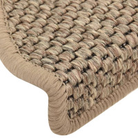 Produktbild för Trappstegsmattor självhäftande sisal 15 st 65x21x4 cm mörkbeige