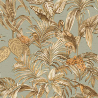 Produktbild för DUTCH WALLCOVERINGS Tapet Bird-of-Paradise blågrön