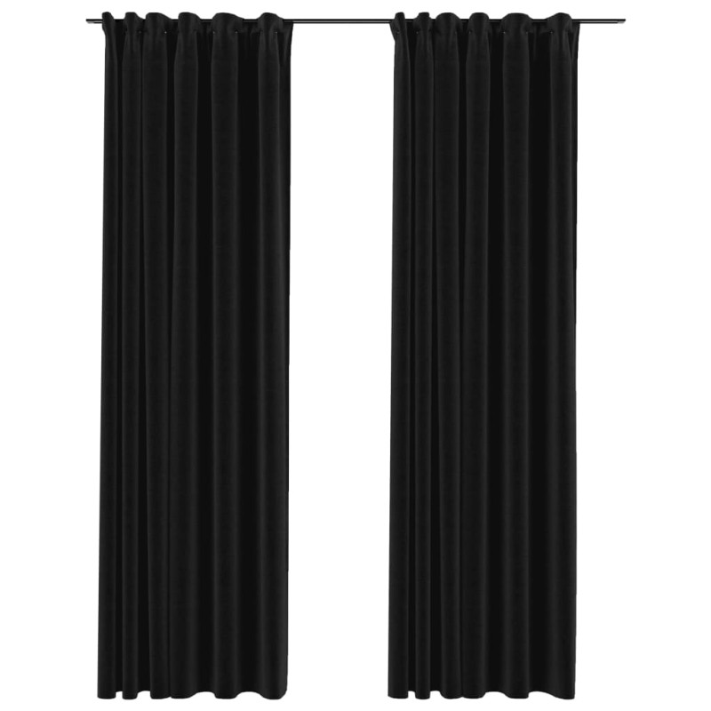 Produktbild för Mörkläggningsgardiner med krokar 2 st antracit 140x245 cm