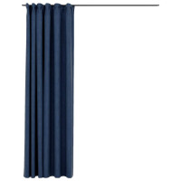 Produktbild för Mörkläggningsgardin med krokar linnelook blå 290x245 cm