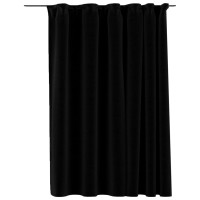 Produktbild för Mörkläggningsgardin med krokar linnelook svart 290x245 cm