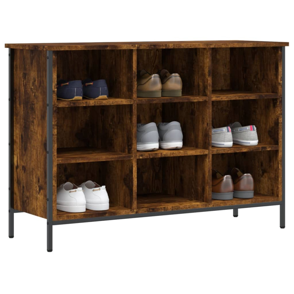 Produktbild för Skohylla rökfärgad ek 100x35x70 cm konstruerat trä