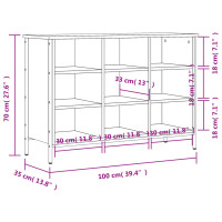 Produktbild för Skohylla rökfärgad ek 100x35x70 cm konstruerat trä