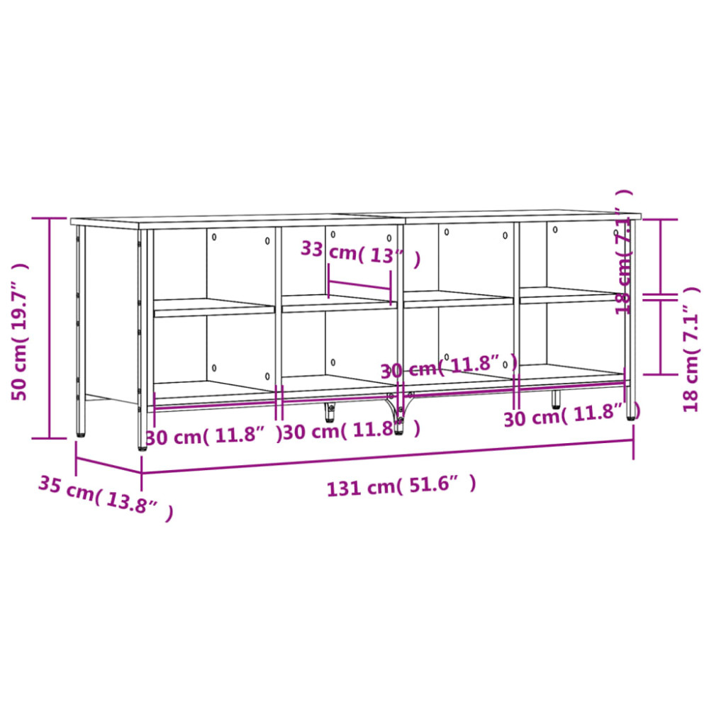 Produktbild för Skohylla rökfärgad ek 131x35x50 cm konstruerat trä
