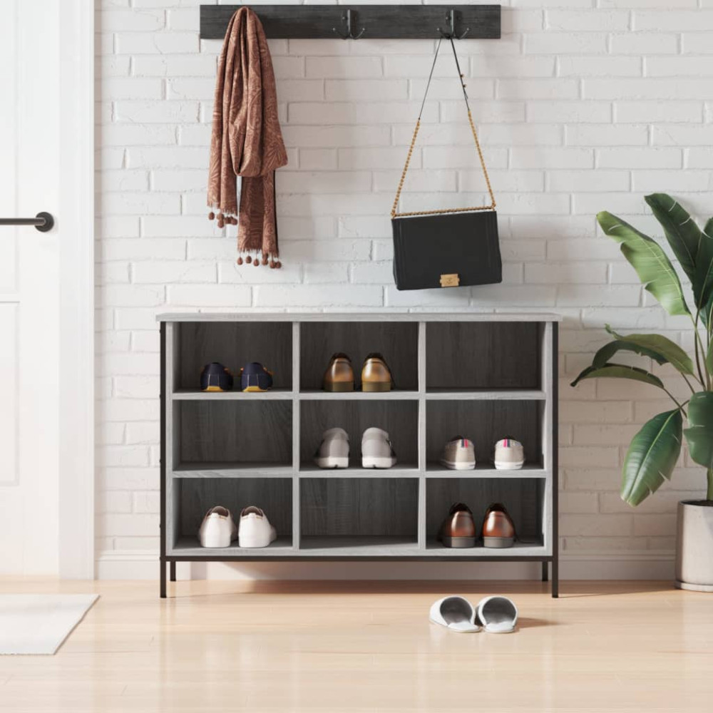 Produktbild för Skohylla grå sonoma 100x35x70 cm konstruerat trä