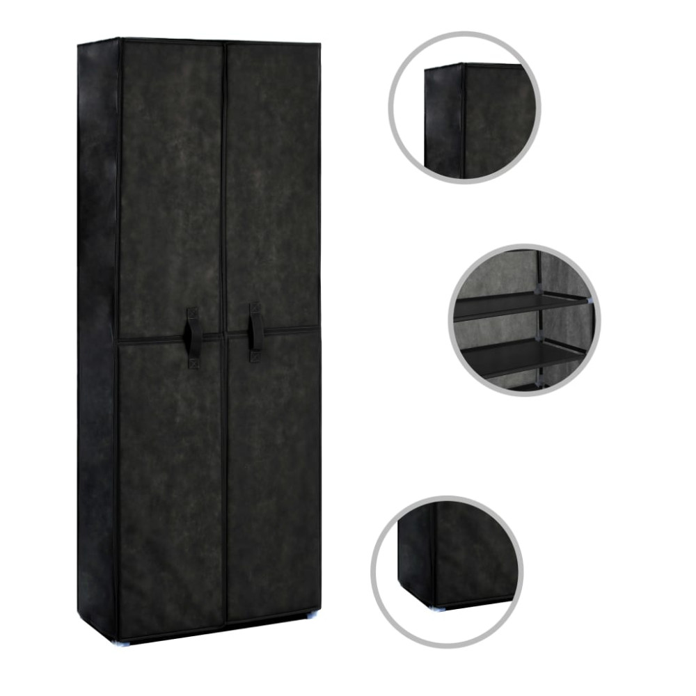 Produktbild för Skoförvaring 60x30x166 cm svart tyg