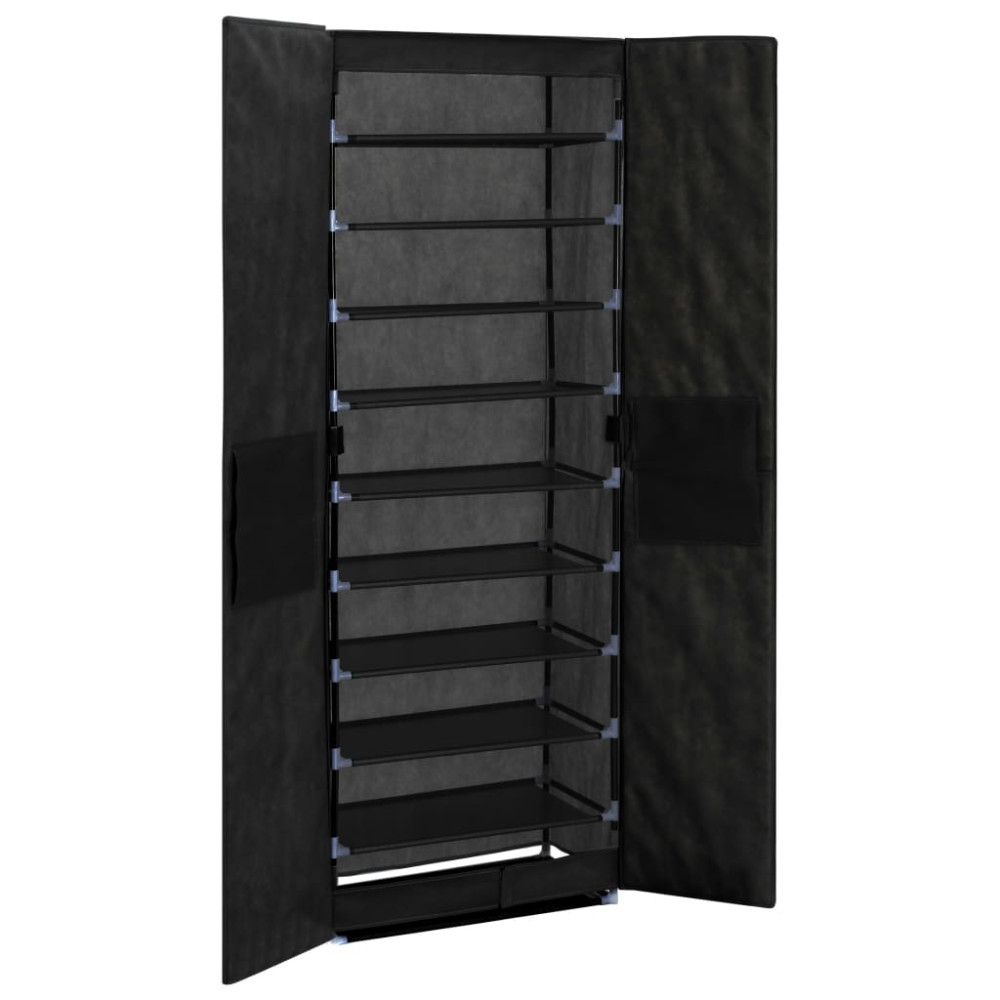 Produktbild för Skoförvaring 60x30x166 cm svart tyg