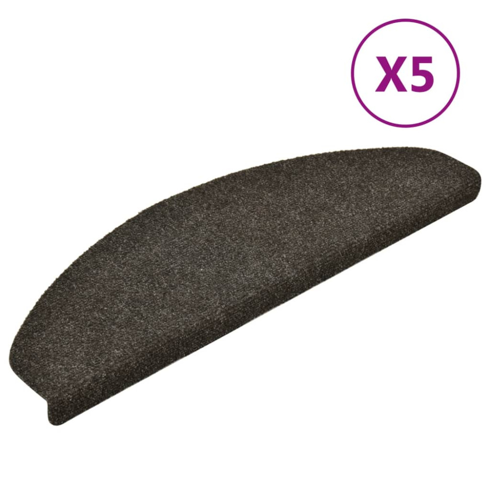 Produktbild för Trappmattor självhäftande 5 st 65x21x4 cm antracit halvrunda stora