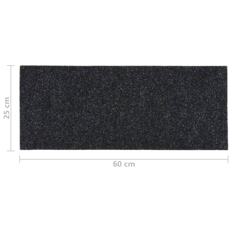 Produktbild för Trappstegsmattor självhäftande 15 st 60x25 cm svart