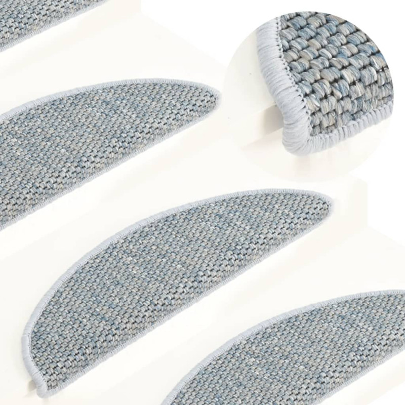 Produktbild för Trappstegsmattor självhäftande sisal 15 st 65x21x4 cm blå