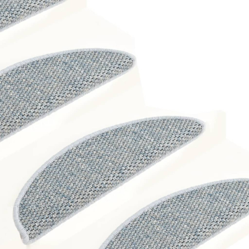 Produktbild för Trappstegsmattor självhäftande sisal 15 st 65x21x4 cm blå