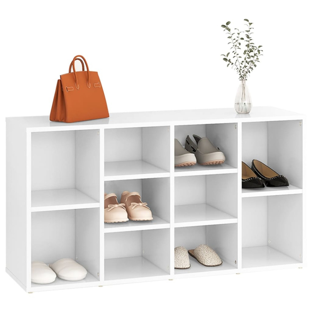 Produktbild för Skobänk vit 103x30x55 cm konstruerat trä