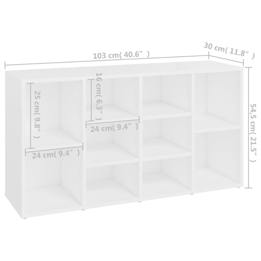 Produktbild för Skobänk vit 103x30x55 cm konstruerat trä