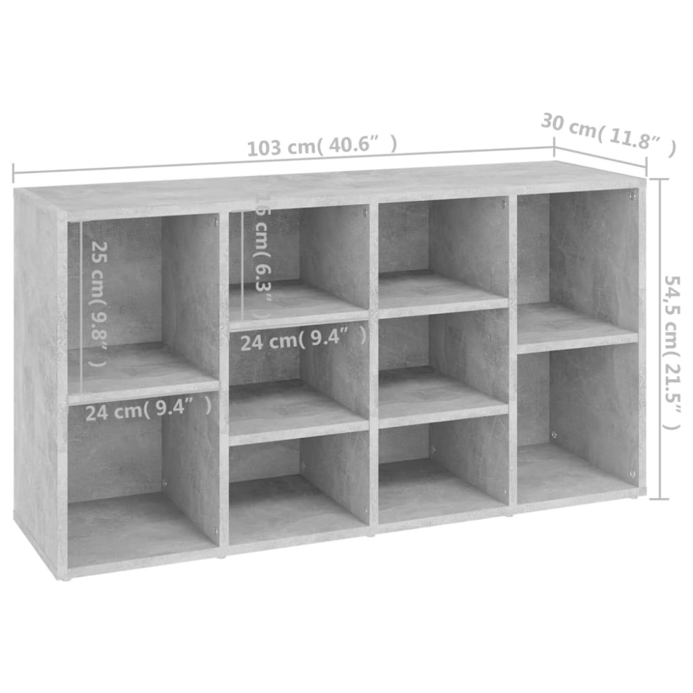 Produktbild för Skobänk betonggrå 103x30x55 cm konstruerat trä