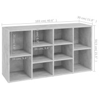 Produktbild för Skobänk betonggrå 103x30x55 cm konstruerat trä