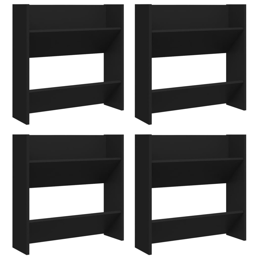 Produktbild för Väggmonterade skoställ 4 st svart 60x18x60 cm konstruerat trä