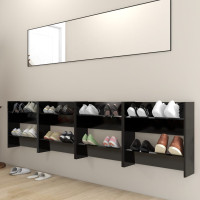 Produktbild för Väggmonterade skoställ 4 st svart 60x18x60 cm konstruerat trä