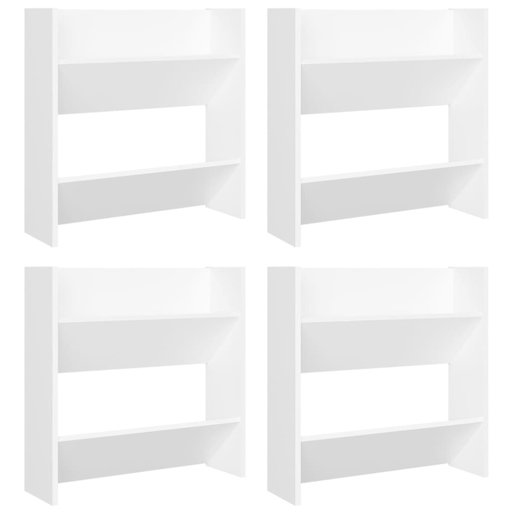 Produktbild för Väggmonterade skoställ 4 st vit 60x18x60 cm konstruerat trä