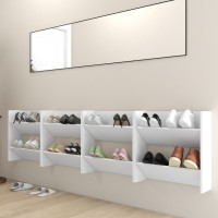 Produktbild för Väggmonterade skoställ 4 st vit 60x18x60 cm konstruerat trä