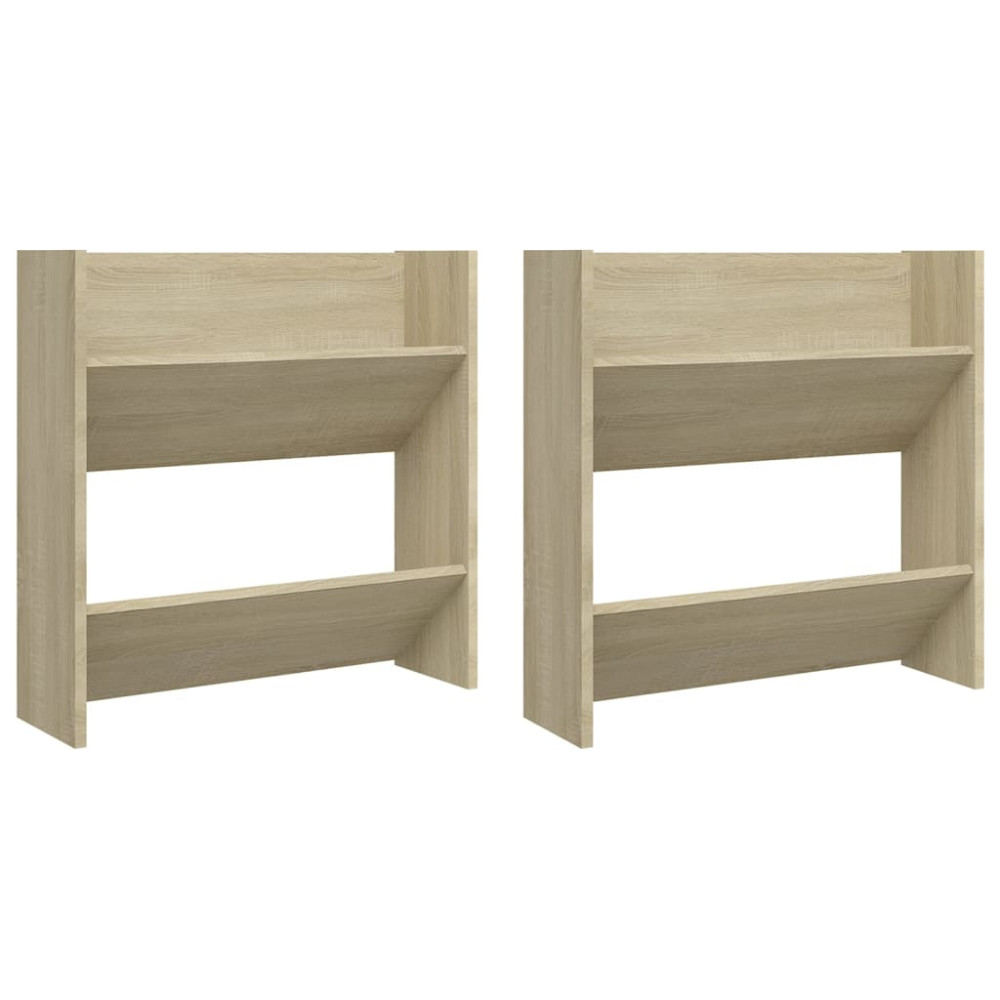 Produktbild för Väggmonterat skoställ 2 st sonoma-ek 60x18x60cm konstruerat trä