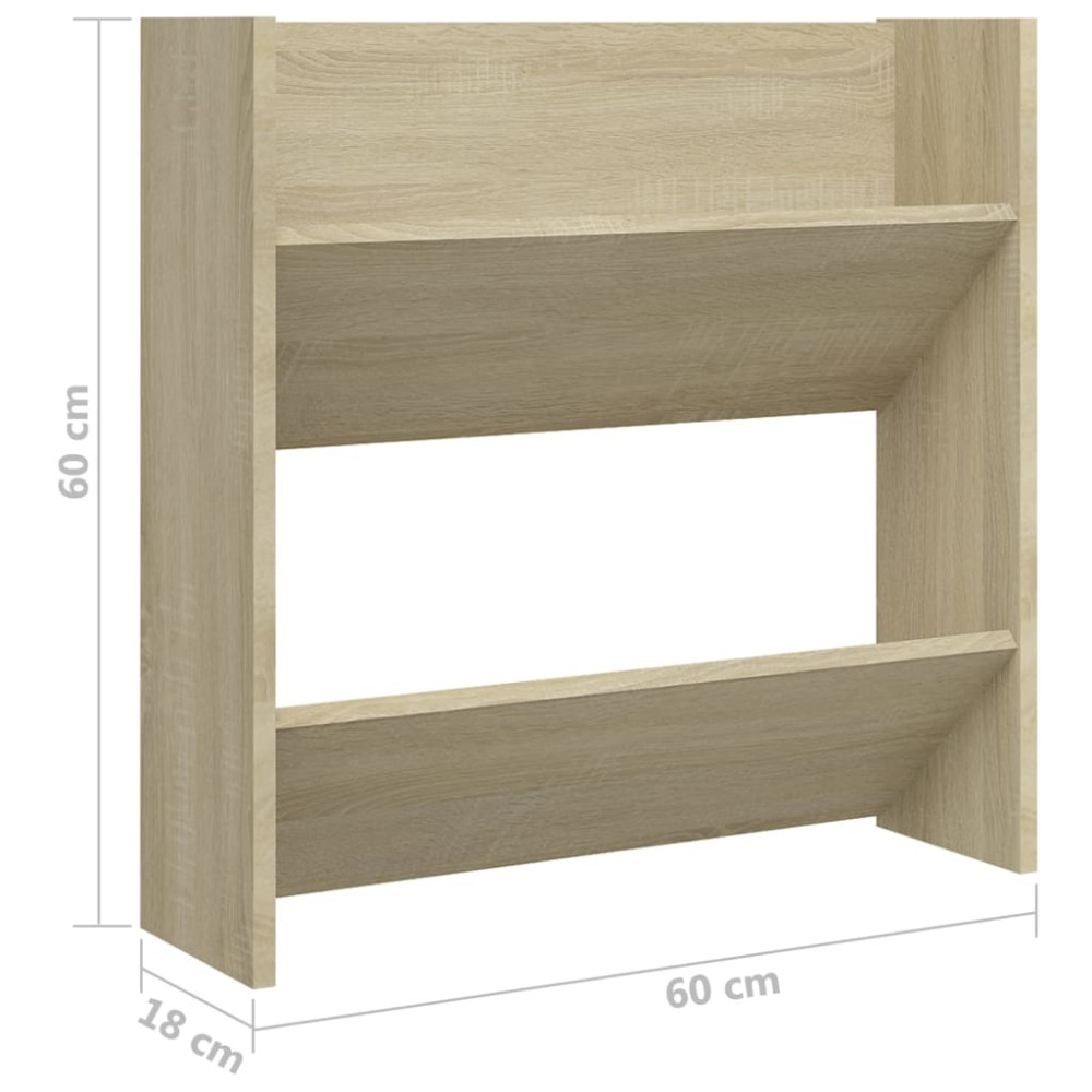 Produktbild för Väggmonterat skoställ 2 st sonoma-ek 60x18x60cm konstruerat trä