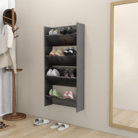 Produktbild för Väggmonterat skoställ 2 st grå högglans 60x18x60 cm konstr trä