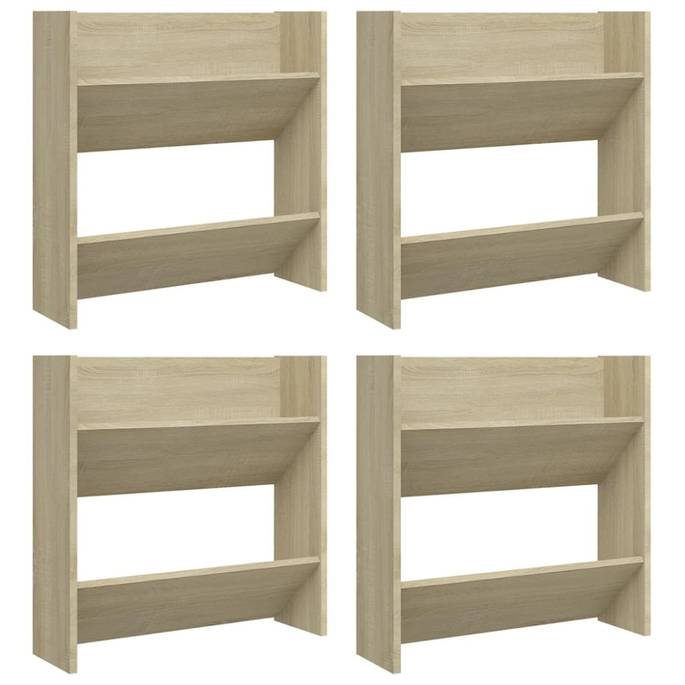 Produktbild för Väggmonterat skoställ 4 st sonoma-ek 60x18x60cm konstruerat trä
