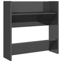 Produktbild för Väggmonterat skoställ grå högglans 60x18x60 cm konstruerat trä