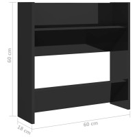 Produktbild för Väggmonterat skoställ 4 st svart högglans 60x18x60cm konstr trä