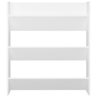 Produktbild för Väggmonterat skoställ vit 80x18x90 cm konstruerat trä