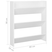 Produktbild för Väggmonterat skoställ vit 80x18x90 cm konstruerat trä